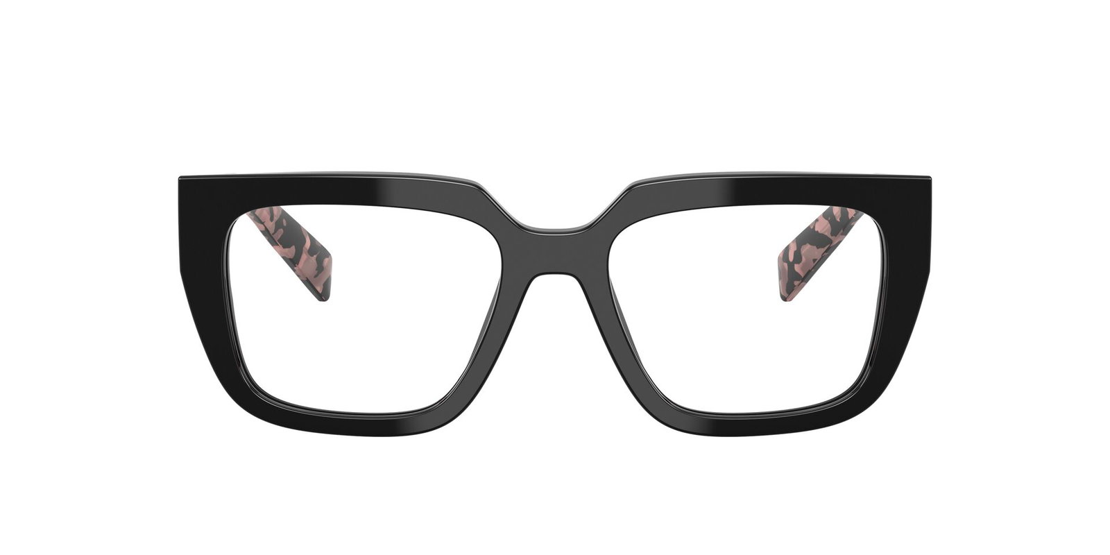 Das Bild zeigt die Prada Brille A03V in Schwarz von vorne.